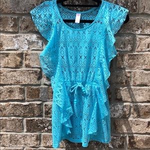 Justice aqua swimsuit cover up